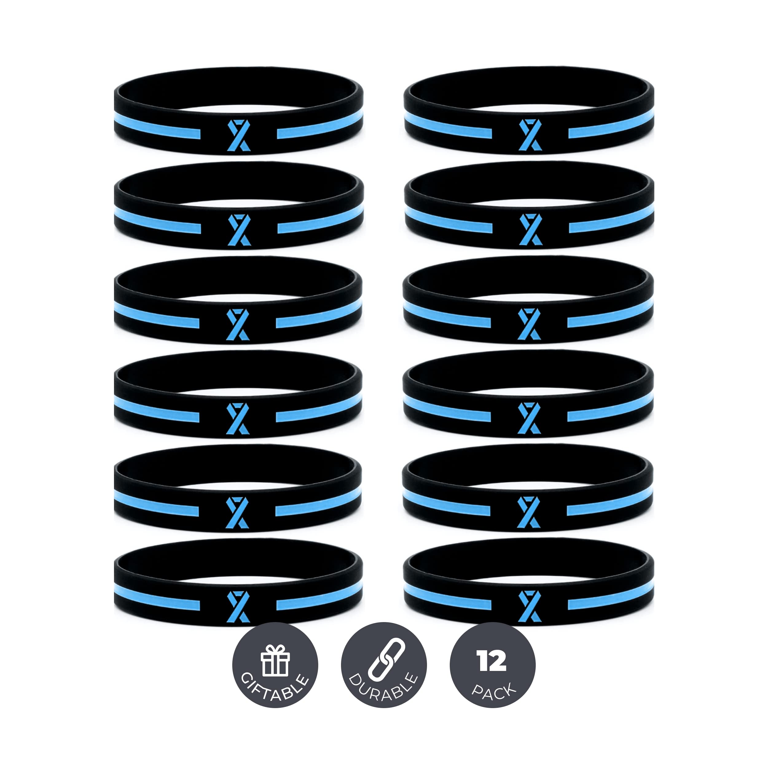 Photo 1 of Inkstone Light Blue Awareness Ribbon Silicone Bracelets Rubber Wristbands…