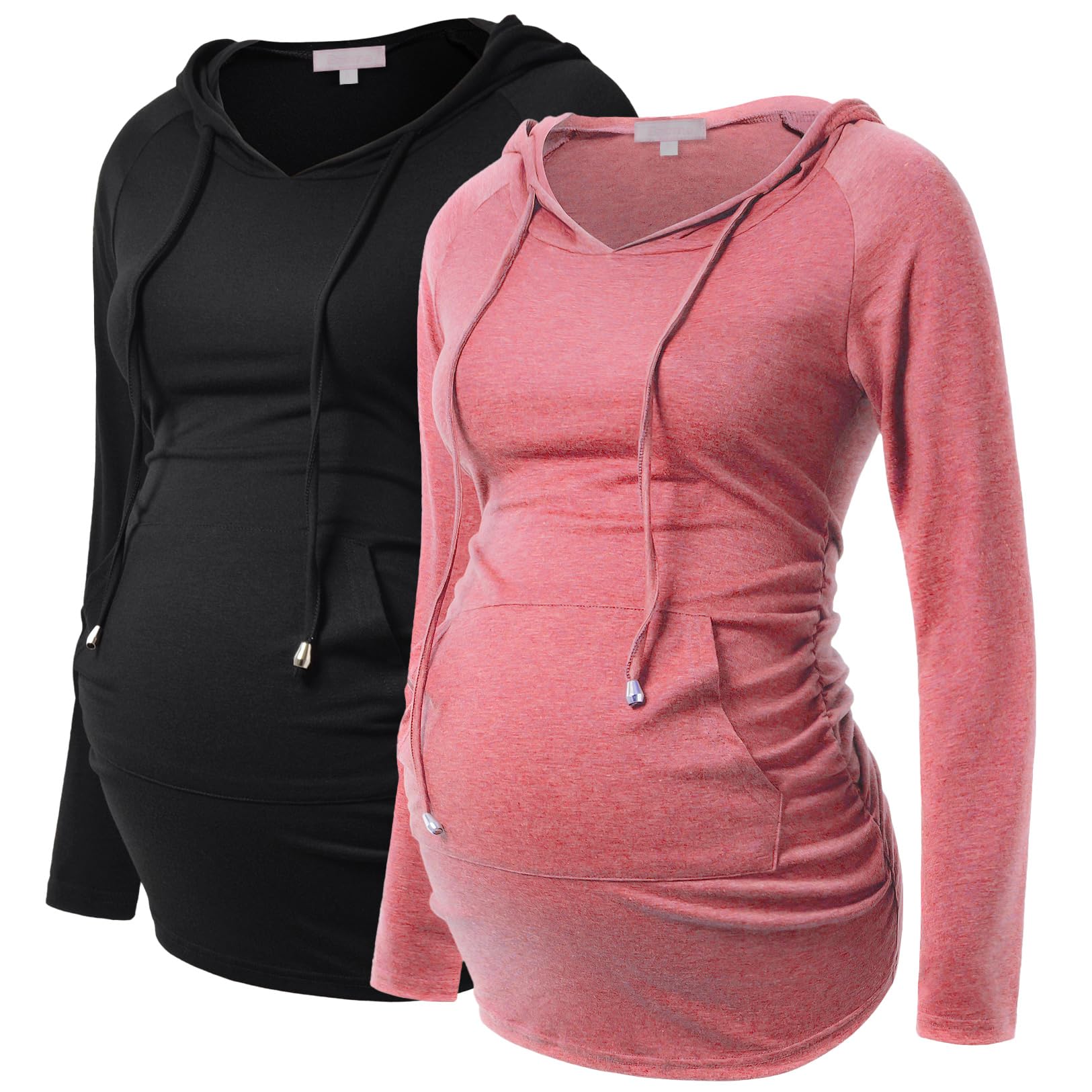 Bhome Felpa con cappuccio premaman a maniche lunghe Casual Top Basic Tee Layering Felpa