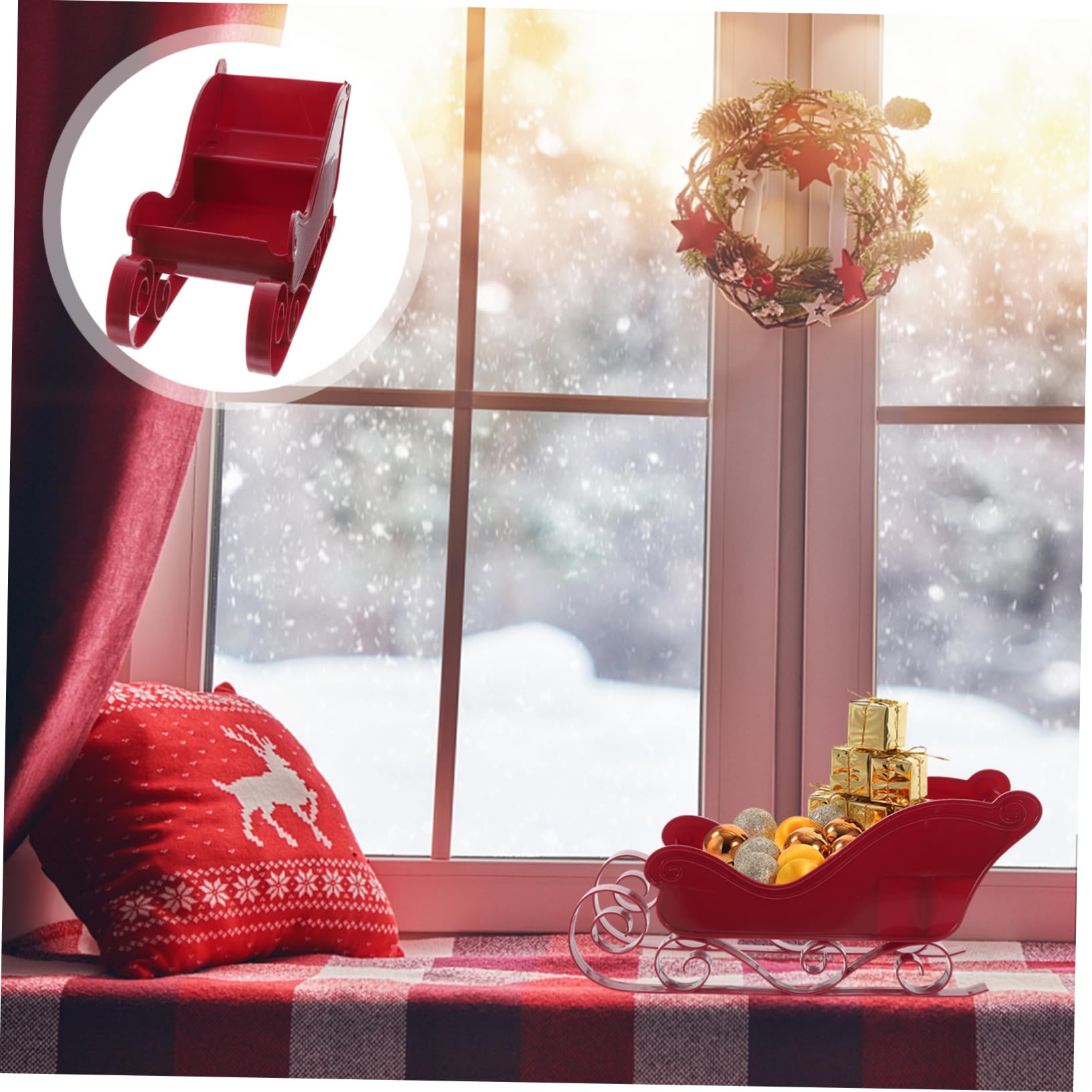 3 Stücke Weihnachten Baum Schlitten Decor Rentier Schlitten Ornament Kunststoff Mini Festliche Wohnkultur Weihnachten Baum