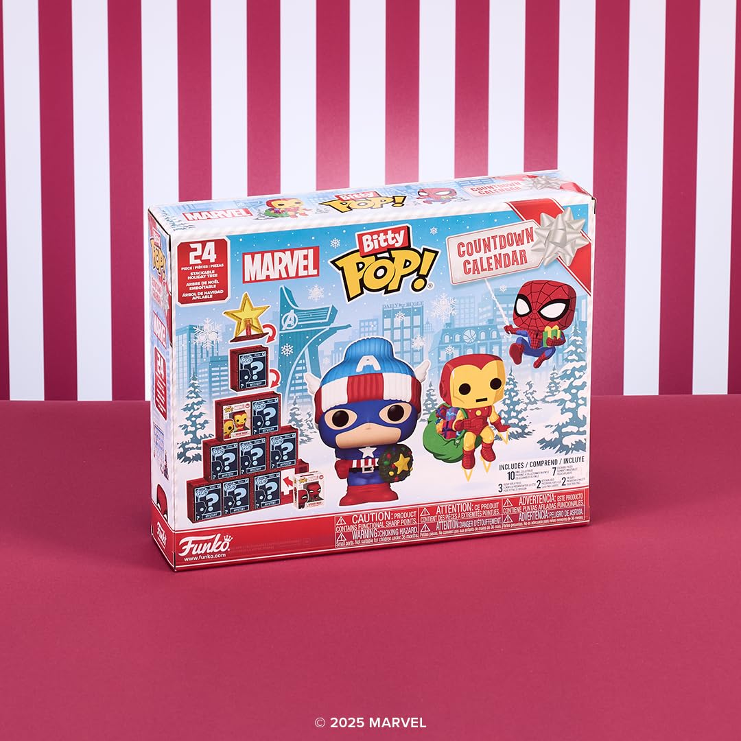 Funko Bitty Pop! Countdown Calendar: Marvel Comics- Adventskalender - 24 Tage der Überraschung - Vinyl-Minifigur Zum Sammelns - Mystery Box - Geschenkidee - Feiertage zu Weihnachten