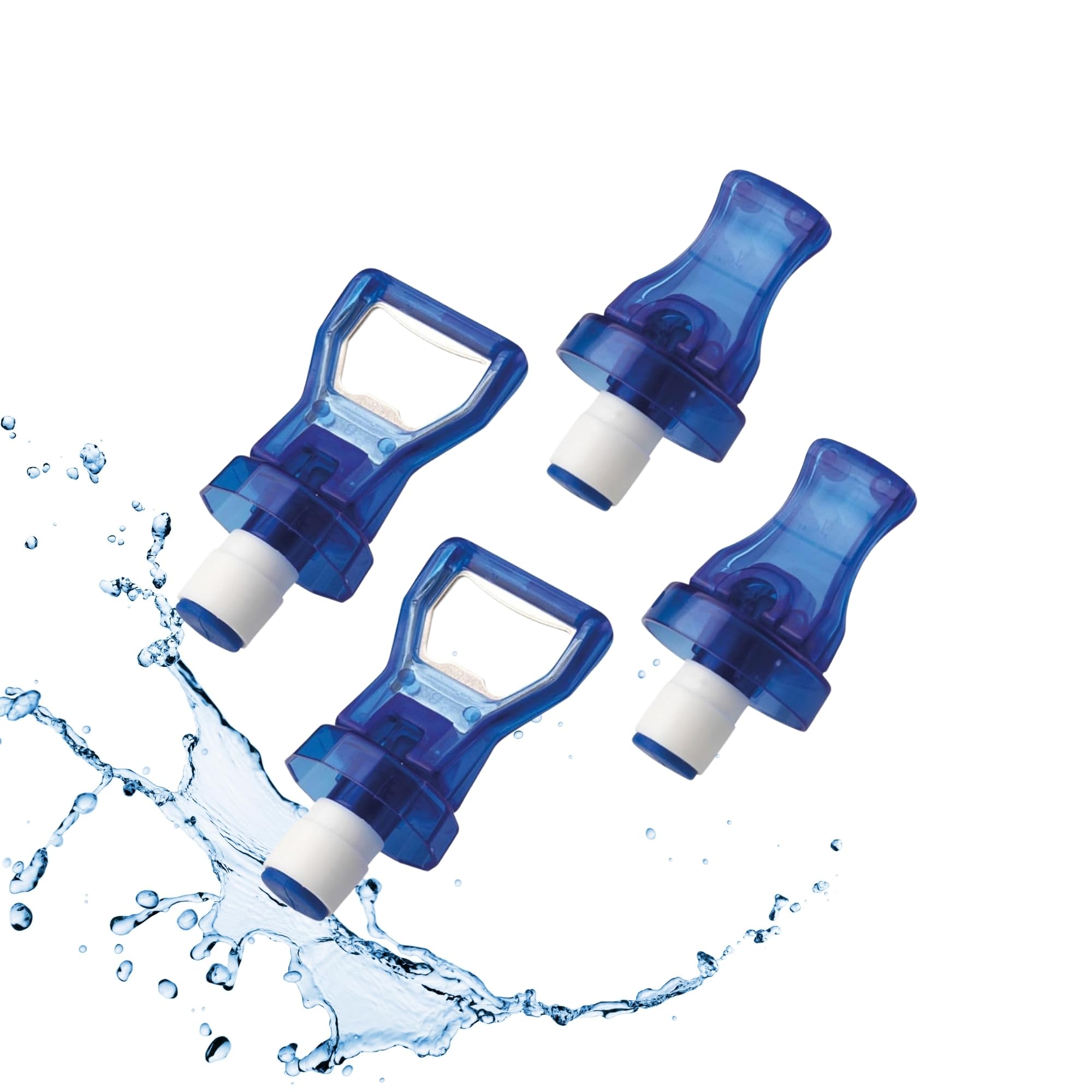Westmark Flaschenverschluss Set 4-teilig – Flaschenverschlüsse mit Hebel zum Wiederverschließen geöffneter Kronkorkenflaschen, inkl. Silikondichtung und Kapselheber – Blau 444422E3