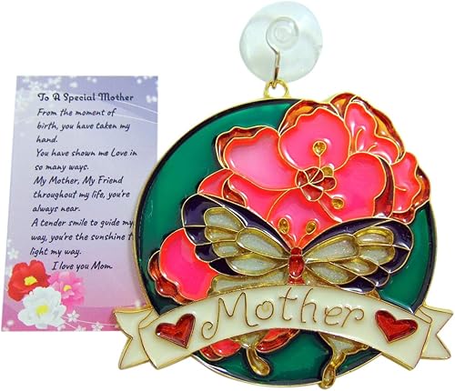 Westmon Works Atrapasoles de madre para decoración de ventana del día de la madre con tarjeta especial para mamá