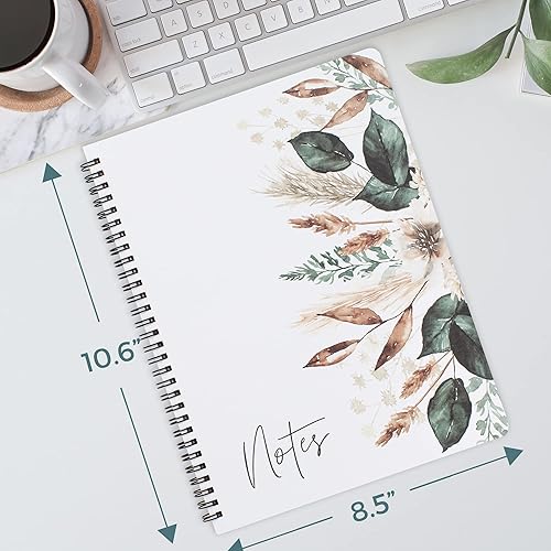 Miniatura 8 de Cuaderno estético en espiral para mujer, bonito cuaderno de rayas de 10.5 x 8.5 pulgadas, con bolsillos grandes y páginas forradas, perfecto para