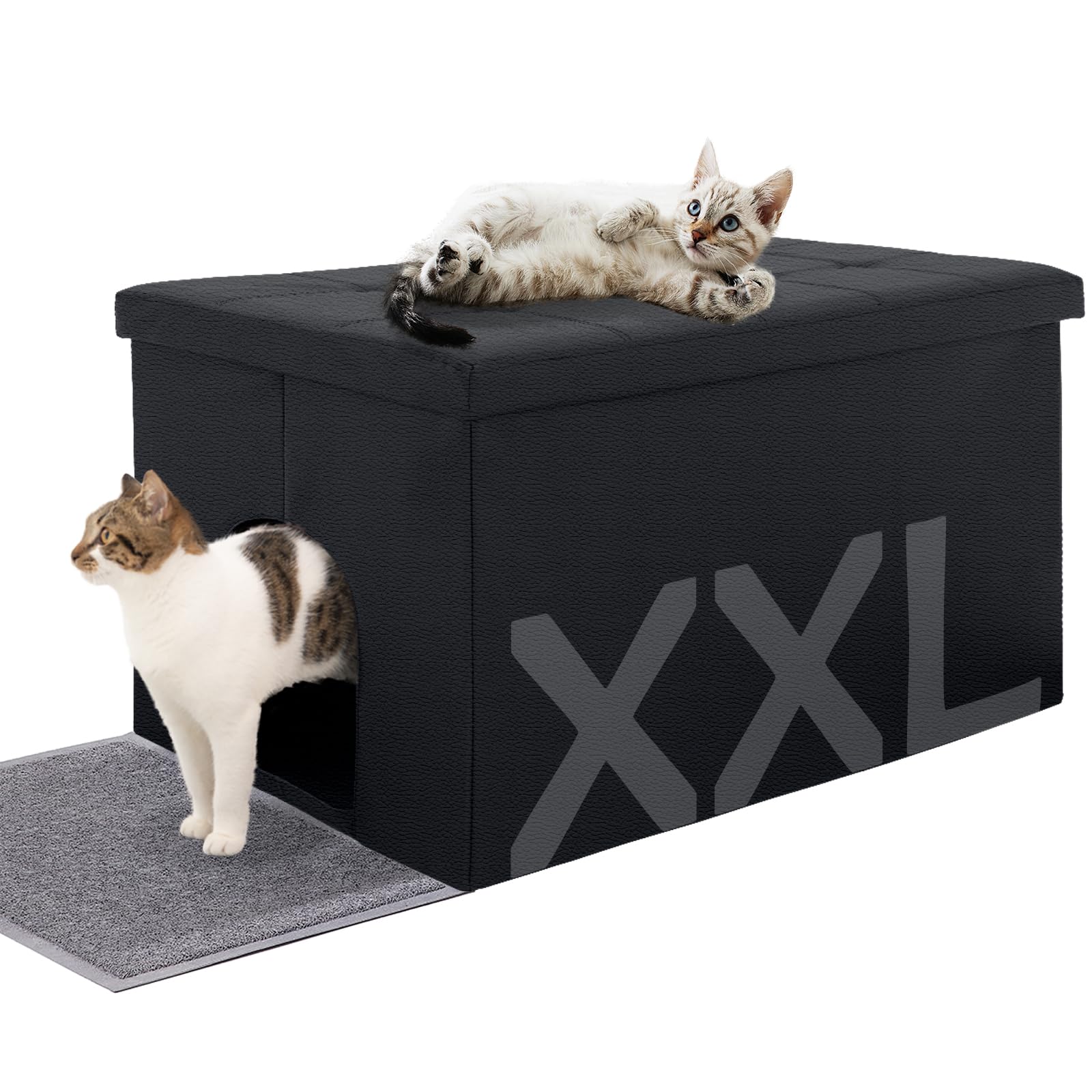MEEXPAWS Cat Litter Box Enclosure Furniture Hidden, Cat Washroom Bench Storage Cabinet | Extra Large 35.4'' x 19.7'' x 19.7''| Dog Proof | Waterproof Inside/Easy Clean | Easy Assembly | Odor Control
