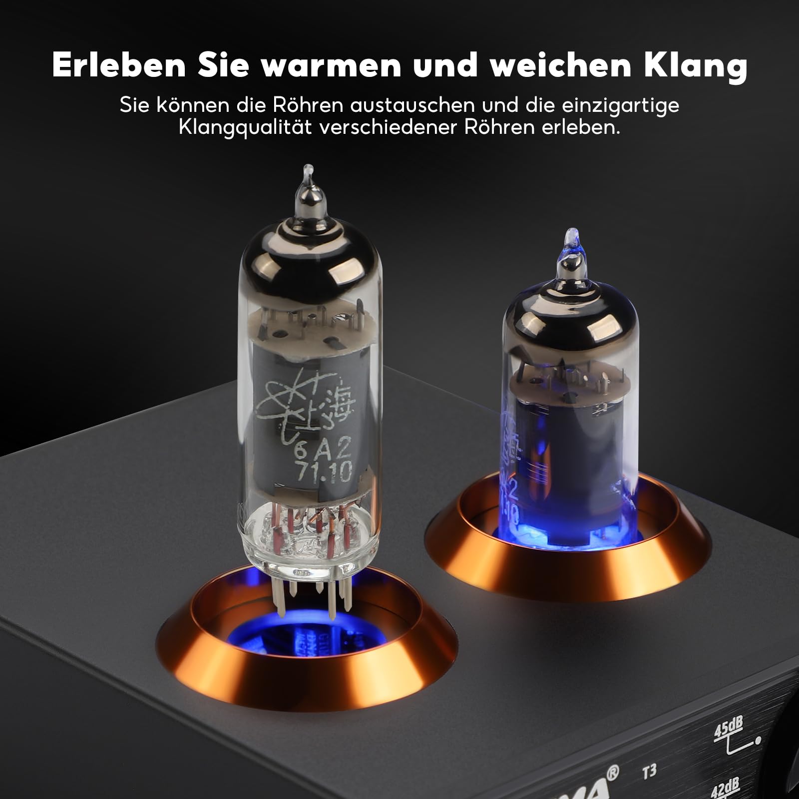 AIYIMA T3 Röhren HiFi MM Phono Vorverstärker für Plattenspieler-Vorverstärker mit Gain-Stereo-Audio für Phono-Audiophile