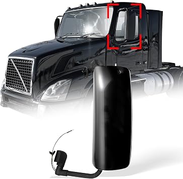 High Soar Black Heated Door Mirror Assembly for Volvo VNL Truck 2004-2017 with LED Turn Signal Left/Driver Side