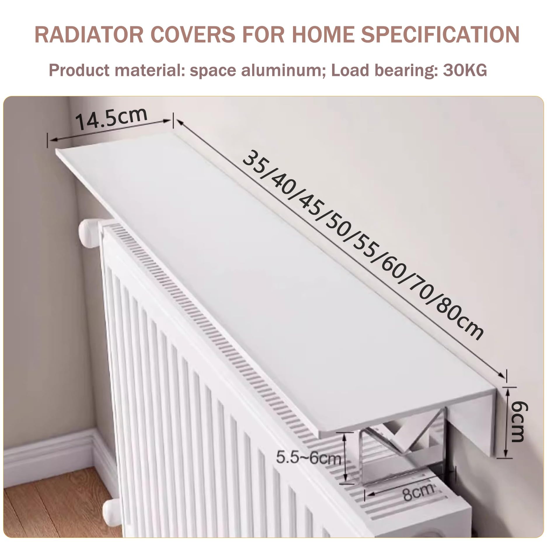 Mensola Sopra Termosifone,Copritermosifone Moderno,Mensole per Termosifoni,Mensola da Muro Senza Foratura,Mensola Copritermosifone,Mensole Bianche Antifumo Antipolvere,per Ufficio Domestico(70cm)