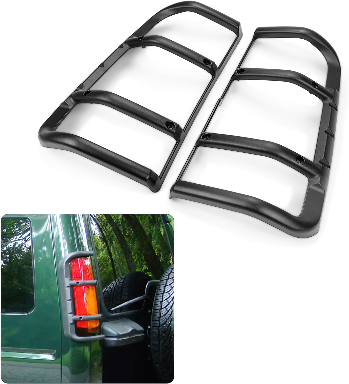 FEXON 2Pcs Rear Tail Light Lamp Guards Set Plastic for Land Rover Discovery 2 II 1999-2004 Replaces STC53194