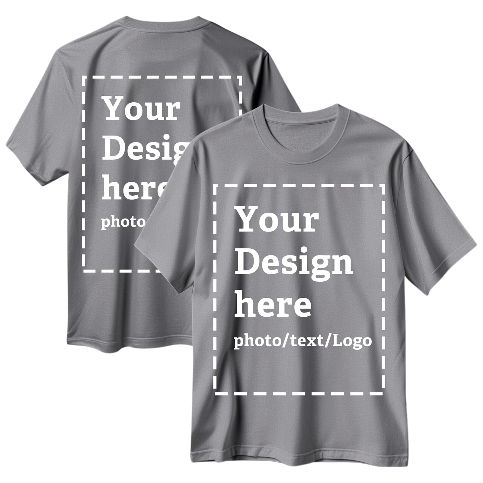 Custom T Shirts for Men Women Made in USA Bulk Customized Shirt Text/Photo Front Back Print Personalized Cotton T-Shirts