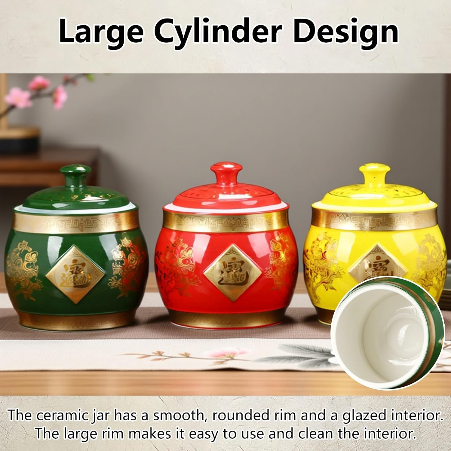 Ceramic Rice Bucket with Lid,Ceramic Household Rice Storage Barrel 10kg,Classic Food Storage Porcelain,Fired At High Temperatures,for Storage Flour Candy Coffee Beans(White,10kg)