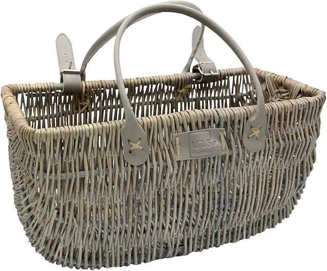 UNUS Garden Rustic Wicker Bike Basket with Leather Straps, Natural Willow Pannier