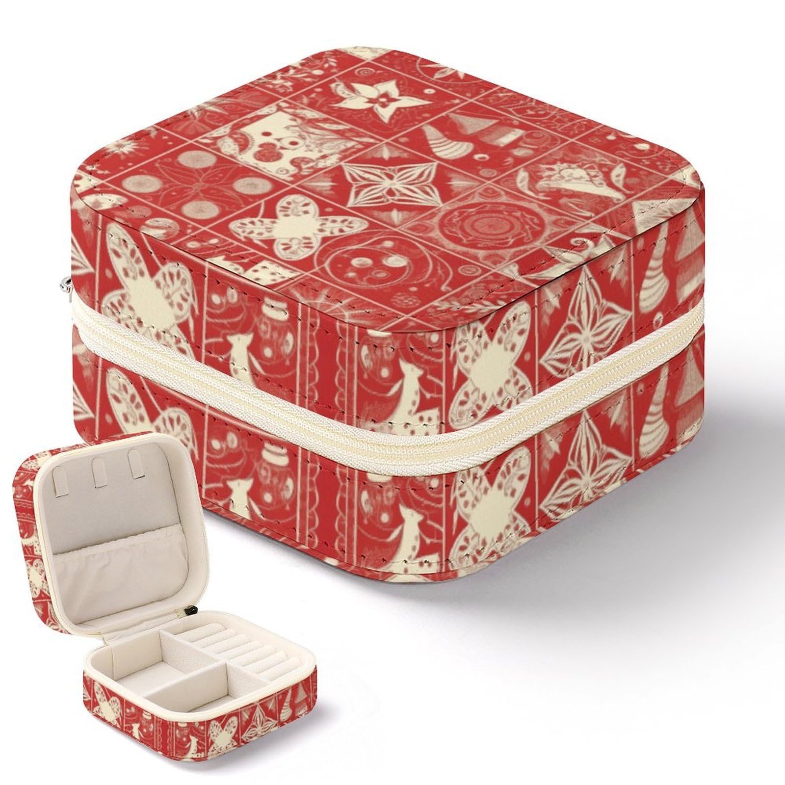 Boîte à bijoux de voyage originale motif de neige, le cadeau idéal pour ranger bagues et colliers