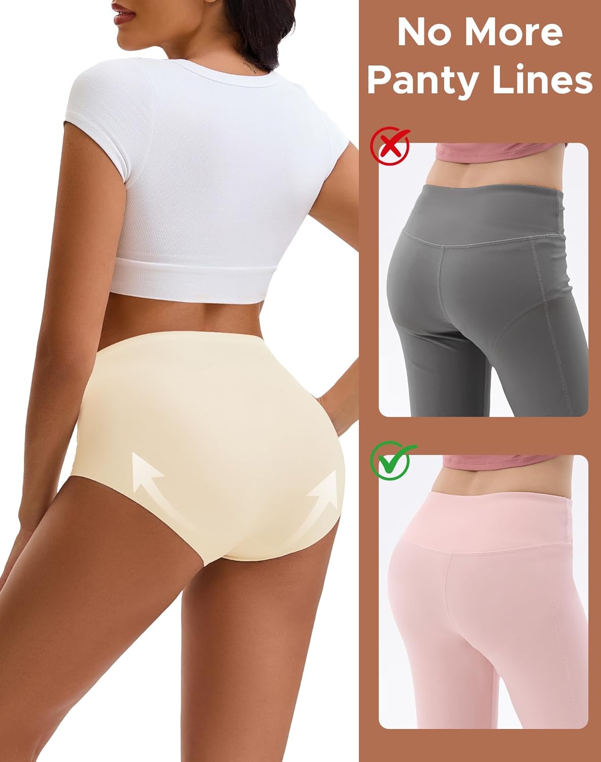 INNERSY Women's Seamless Underwear No Show High Waisted Invisible Briefs 5-Pack - Image 3