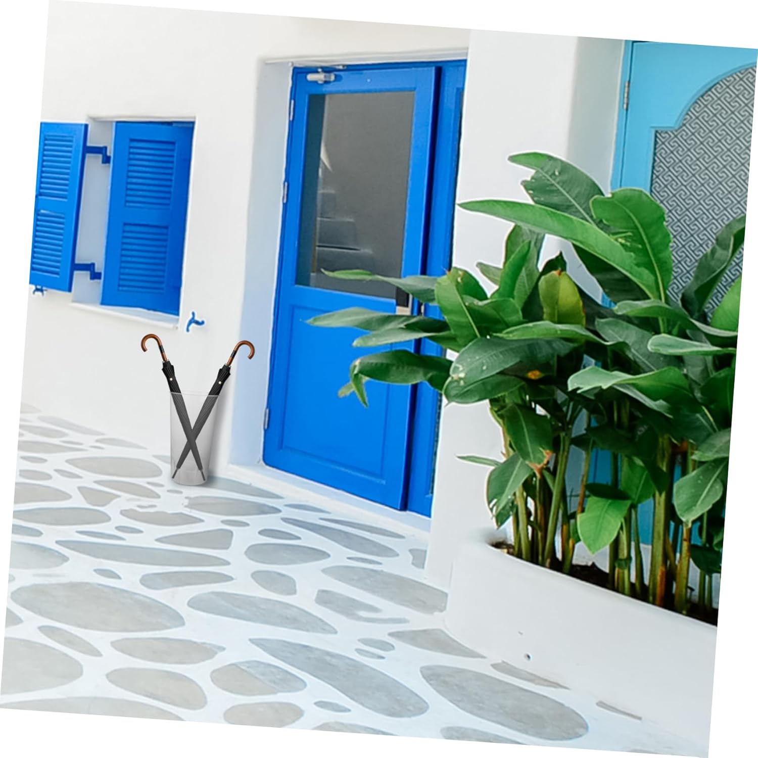 Amosfun Transparent Umbrella Holder Round Deep Clear Plastic Storage Organizer for Entryway Versatile and Space-saving Design Sturdy Pet Material for Drying and Organizing Umbrellas and