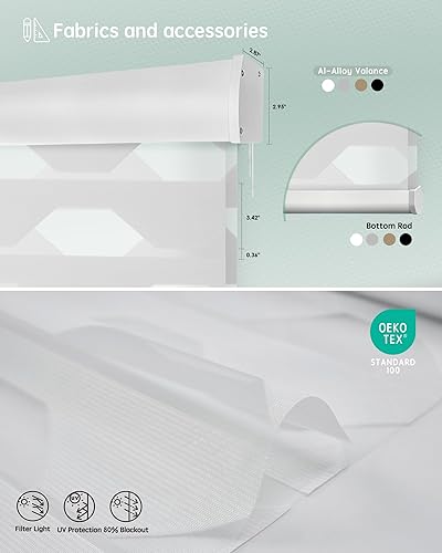 Miniatura 101 de Yoolax Persianas motorizadas con control remoto, persianas motorizadas de cebra compatibles con Alexa, persianas motorizadas de privacidad, 70%