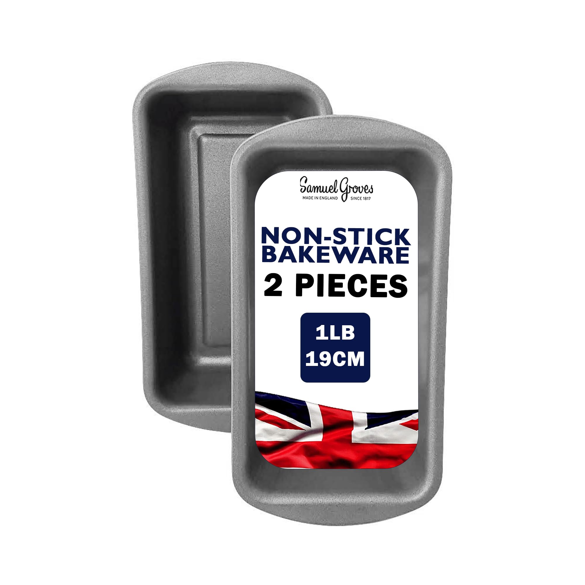 1lb Loaf Tins Non Stick Coated Bread Baking Mould Pan Set, Bread Tin, Bread Pans for Baking, Loaf Cake Tin, PFOA Free UK Made, Bread Tins, Loaf Tins (1LB Pack of 2)
