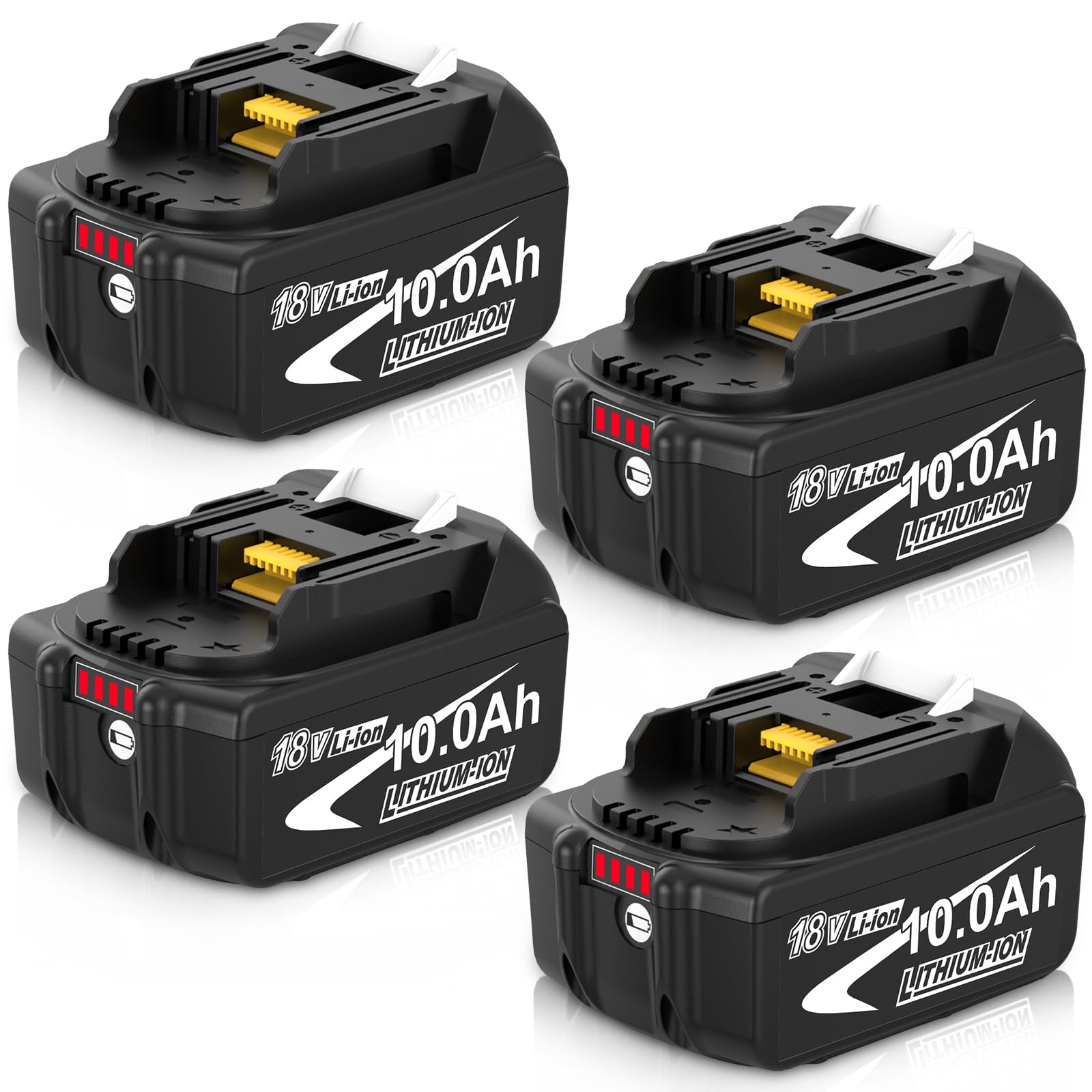 4Stück 18V 10.0Ah/10000mAh für Makita Akku 18V LXT Werkzeuge | Kompatibel BL1830 BL1840 BL1850 BL1860, Passend DC18RC DC18RF DC18SF,mit LED-Anzeige Elektrowerkzeuge