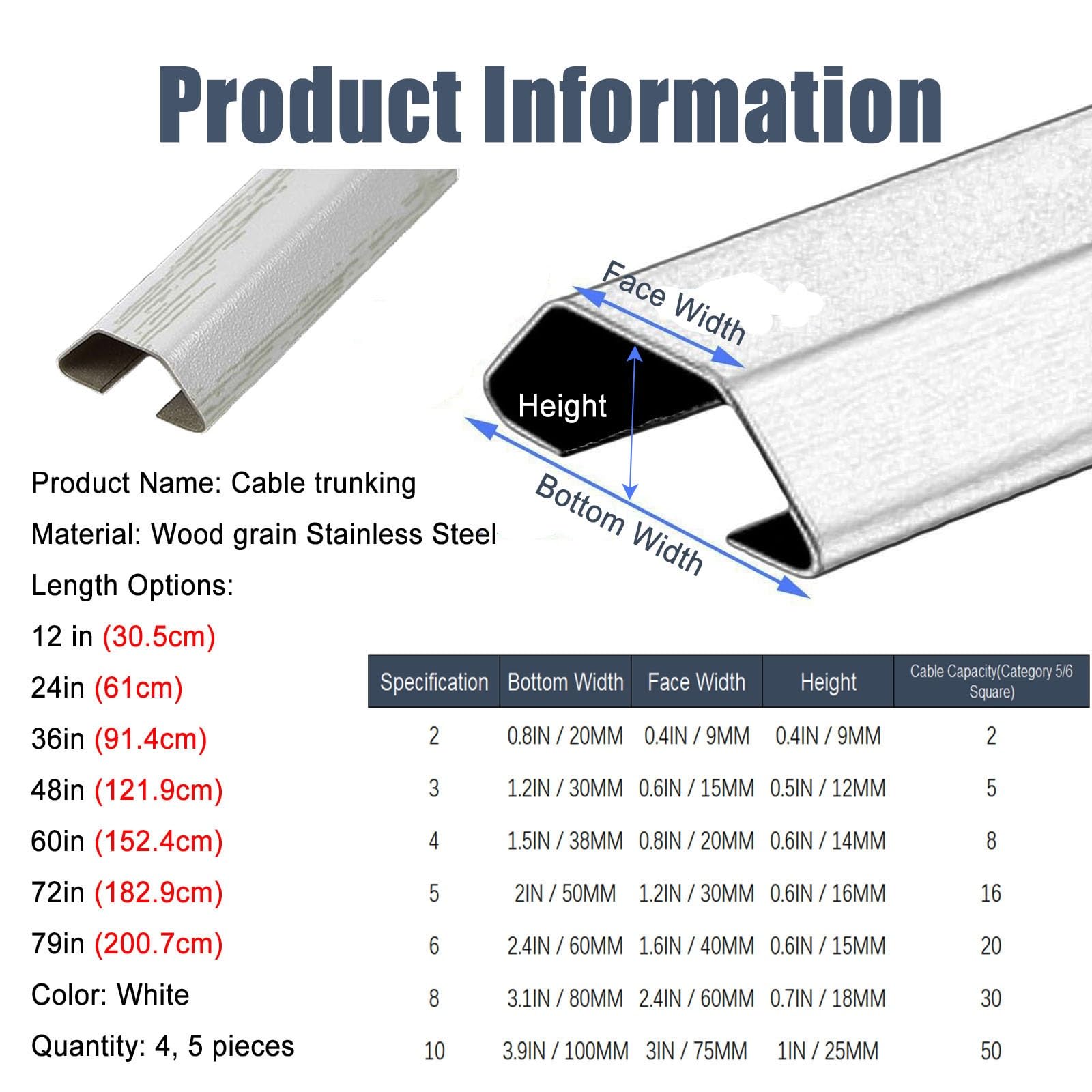Cubierta para canaleta de Cables con Acabado de Madera - 4 Piezas de canaleta autoadhesiva (152 cm) - Tira Protectora Gruesa para organizar Cables - Solución Elegante y Duradera