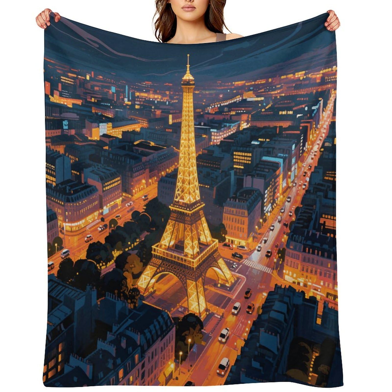 Eiffel Tower Throw Blanket for Couch and Bed Super Soft Warm Lightweight Throw Blankets Cozy Fuzzy Flannel Blanket Personalized Decorative Blankets for Sofa Decor 60"x80"