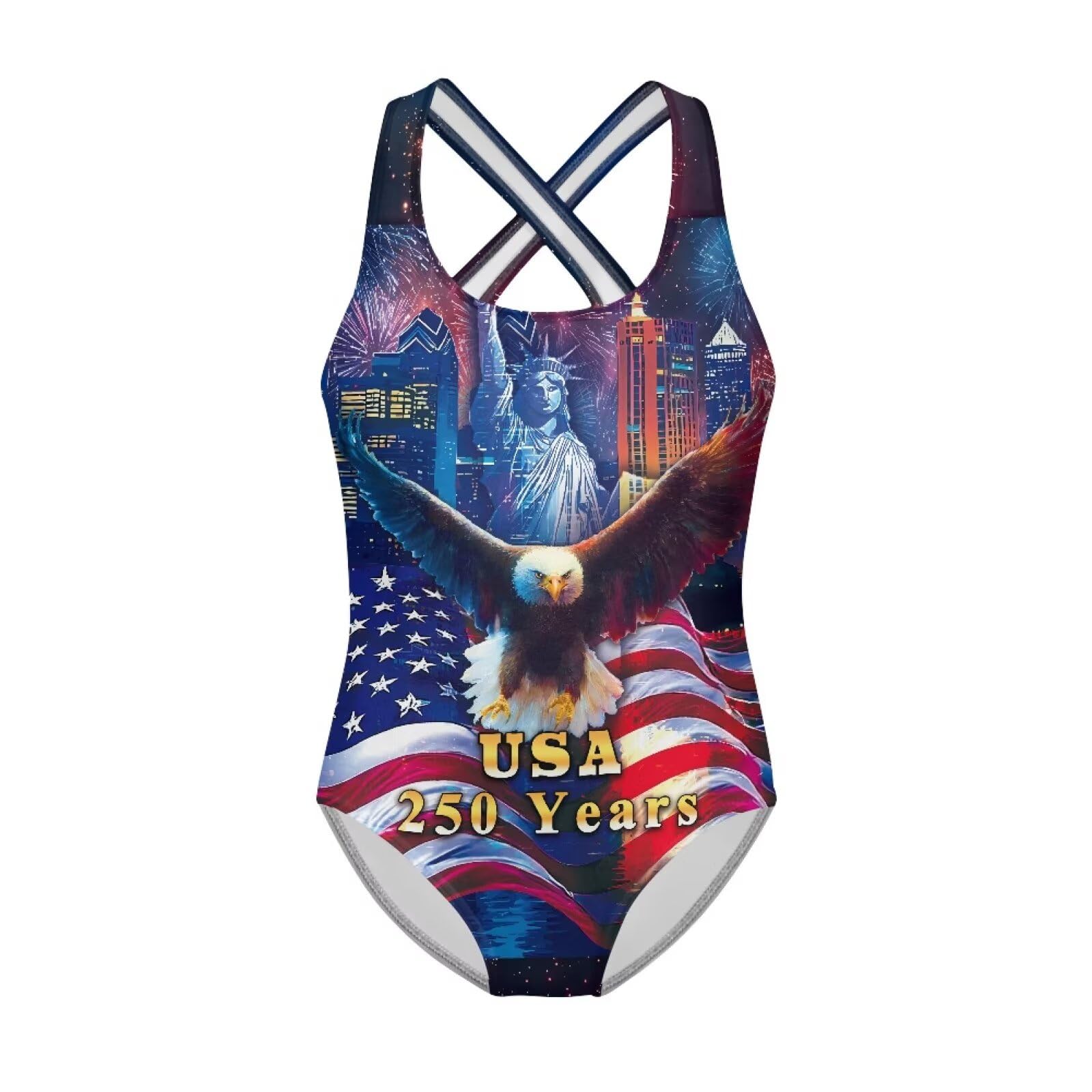 Xpyiqun Swimsuit for Girls One Piece Bathing Suits Size 5-14 Sleeveless Swimwear Cross Shoulder Strap Swimming Wear