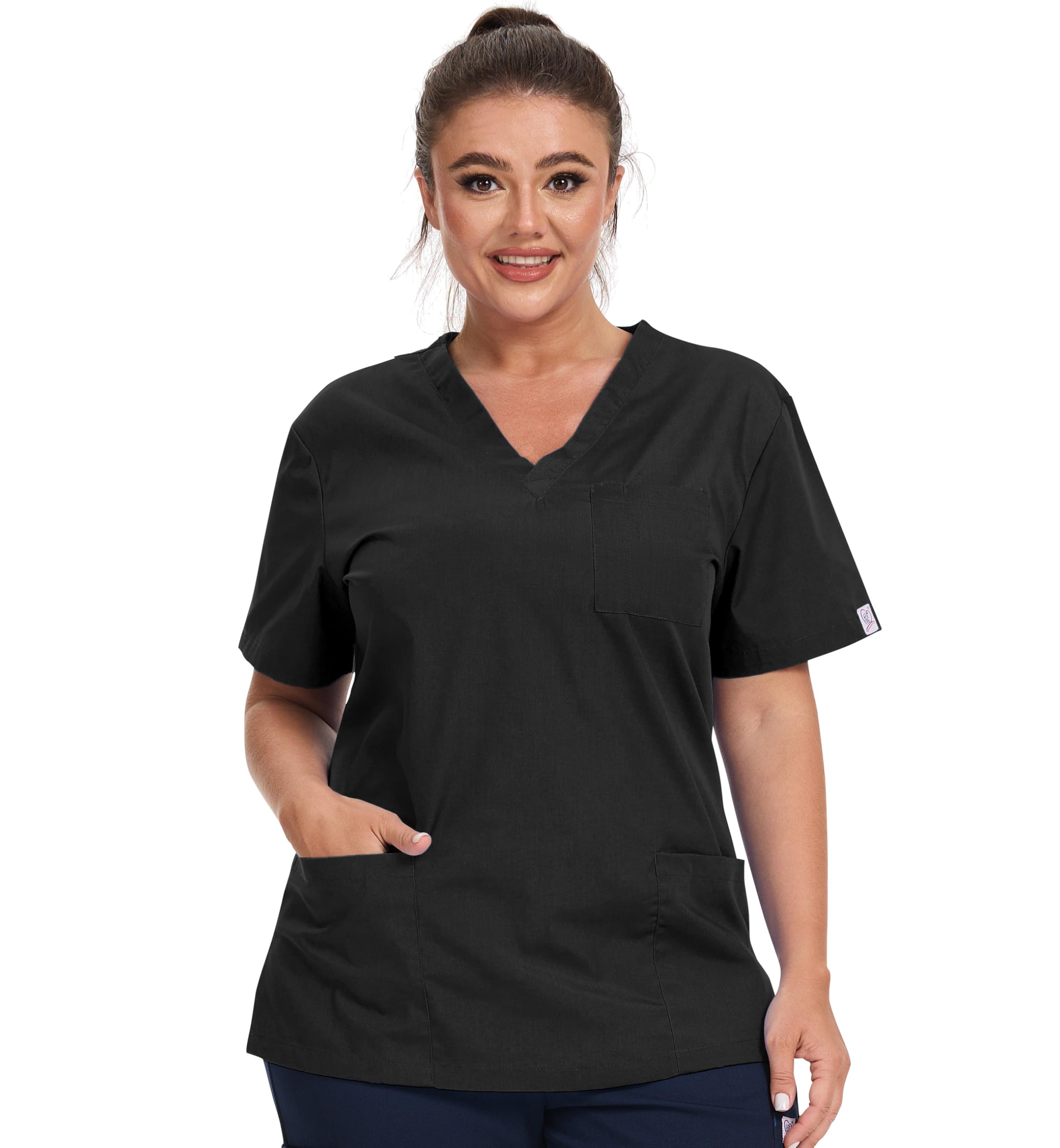 JONATHAN UNIFORM Women Chef Uniform Spa Uniform Workwear for Spa, Massage, Beauty, Salon, Vet (Black,S)