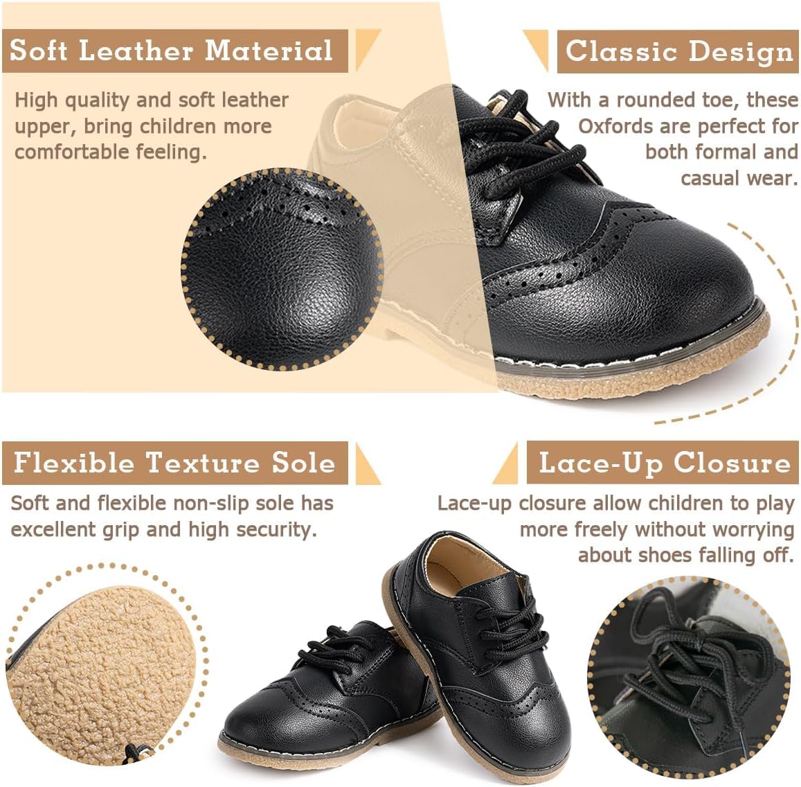 Casazoe Boys Girls Oxford Wedding Dress Shoes Classic School Uniform Flats Formal Casual Loafer for Toddler Little Kid - Image 4