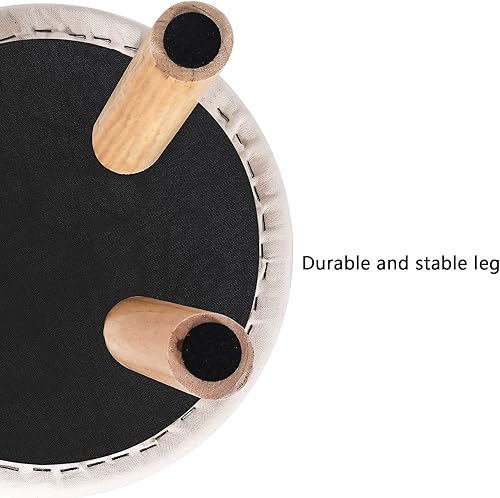 Miniatura 89 de Asense Taburete redondo otomano con reposapiés acolchado de tela, lindo reposapiés otomano con patas de madera antideslizantes, color verde surtido