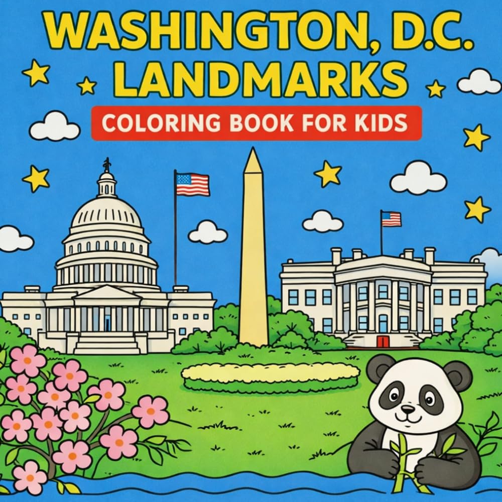 Washington DC Landmarks Coloring Book for Kids: Color the most famous landmarks of Washington DC! (City Landmark Series - Kids Coloring Books)