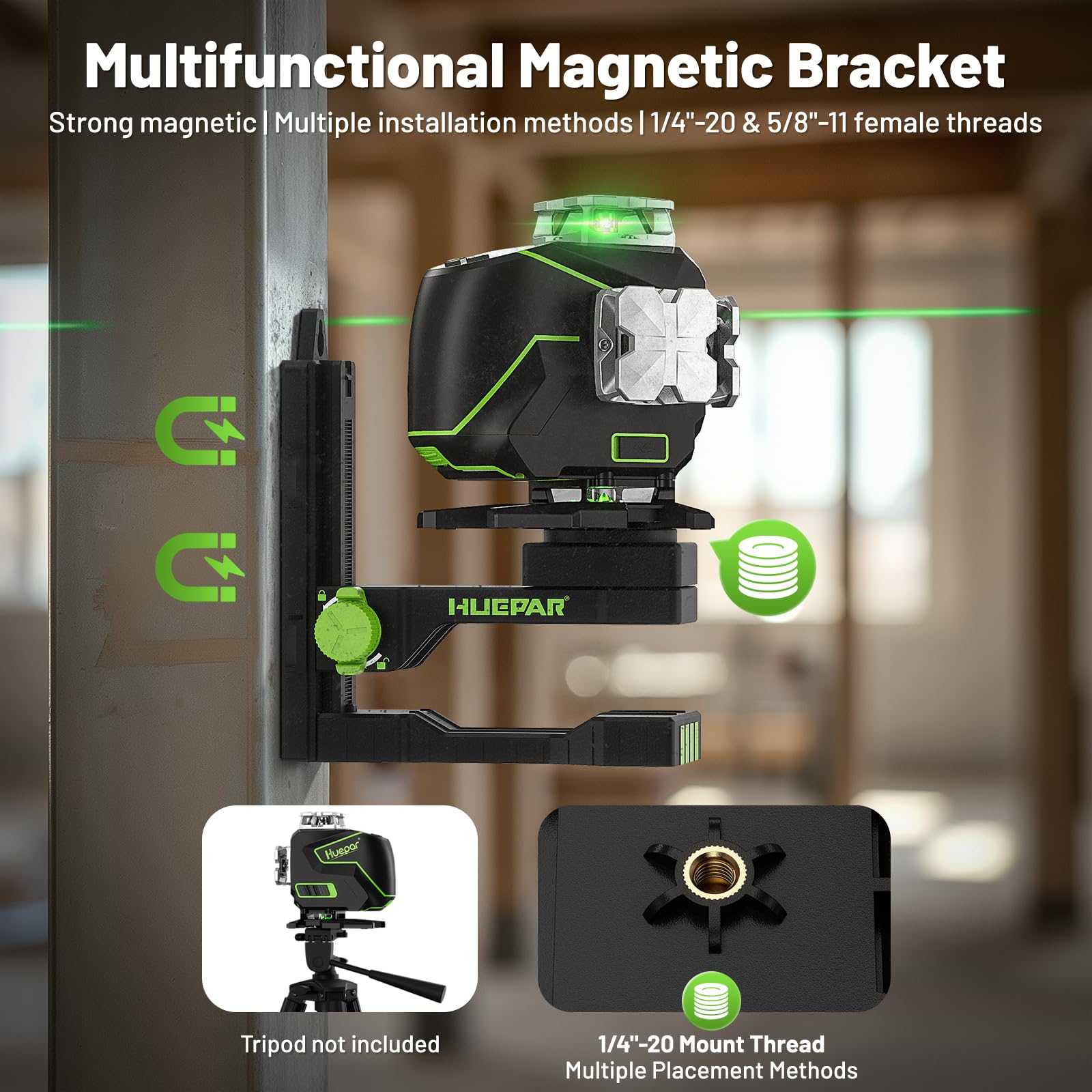 Huepar 4x360 Laser Level - Precise Alignment -7