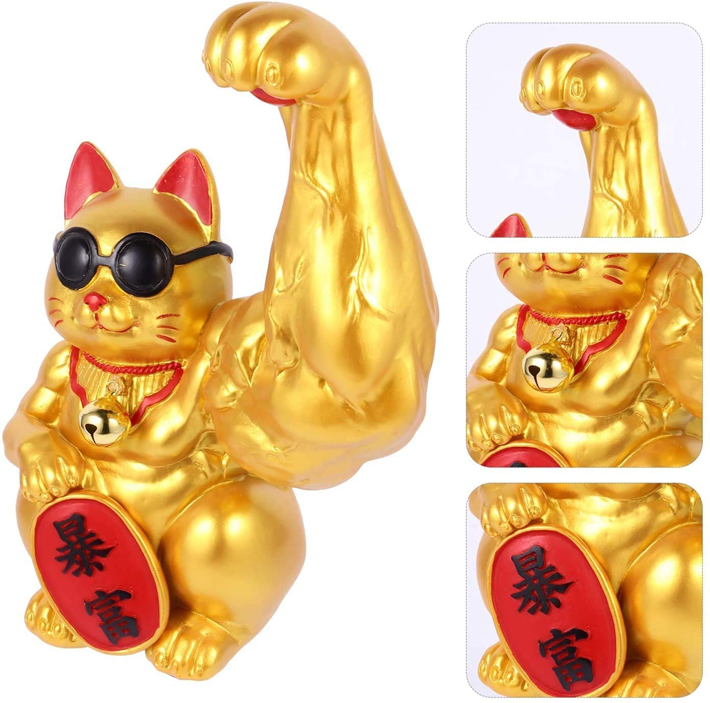 Amazon.co.jp: CCLIF 筋肉の腕を持つ金持ち猫の像 大きな腕を持つ