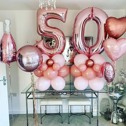 Vista 61 de Globos de oro rosa con el número 80, globos gigantes grandes de 40 pulgadas, globos de aluminio de Mylar de oro rosa con números 80 para fiesta