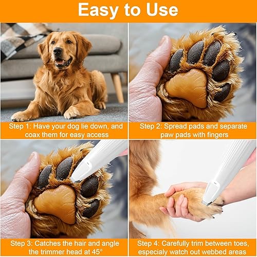 Miniatura 7 de Recortadora de patas de perro con luz LED, recortadora de patas eléctrica de seguridad mejorada para perros y gatos, limpiador de patas de 35 dB,