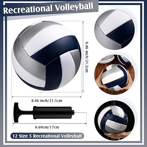 Miniatura 2 de Meooeck 12 pelotas de voleibol de tamaño oficial 5 pelotas de voleibol a granel para práctica en interiores y exteriores, voleibol recreativo suave