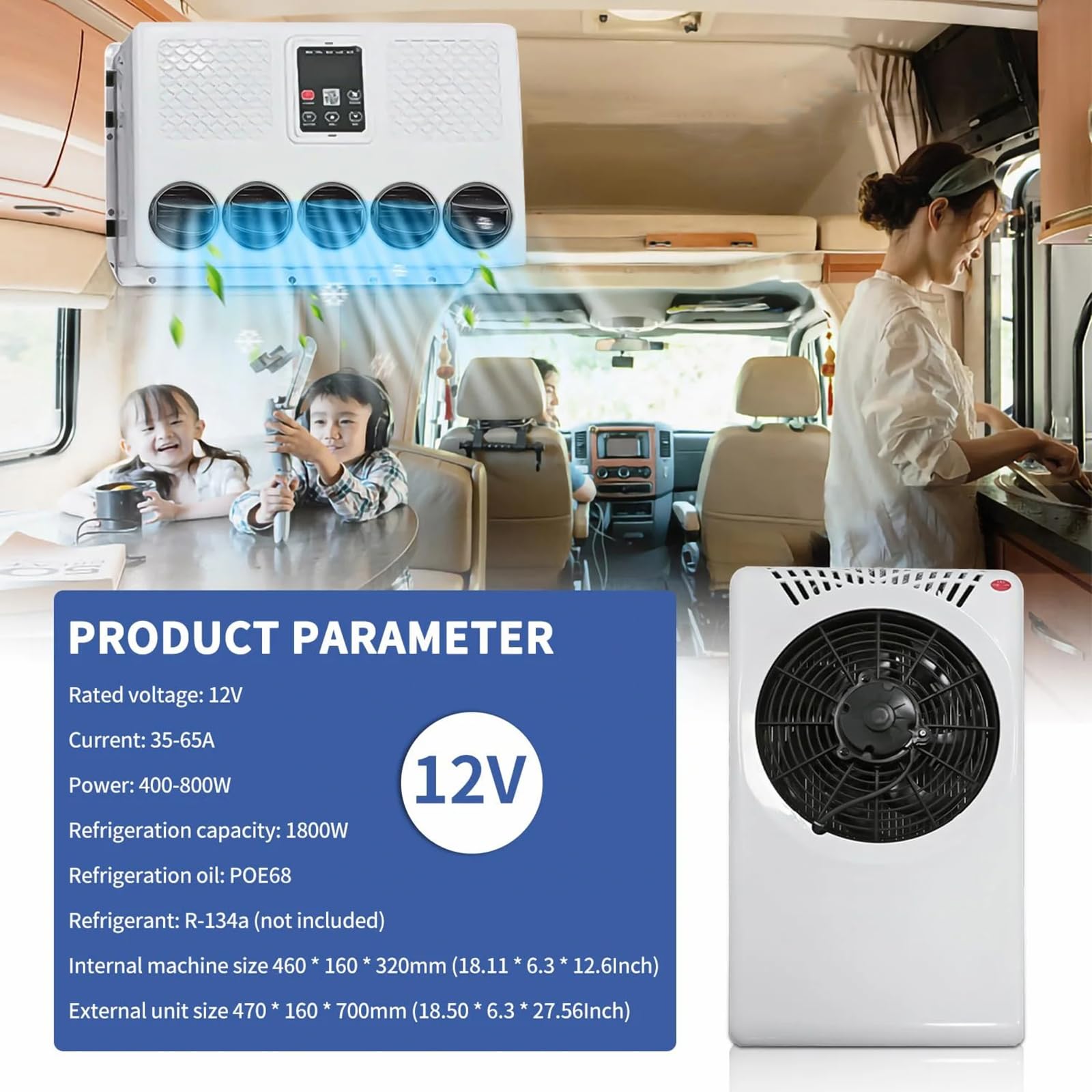 Amazon.co.jp: 12V エアコン 7500BTU、スプリット 12 ボルト DC