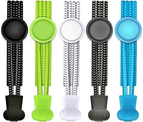 YNKH 5 pares de cordones elásticos reflectantes de 100 cm para niños y adultos adecuados para zapatillas de deporte, zapatos de senderismo, zapatos de tabla, zapatos casuales