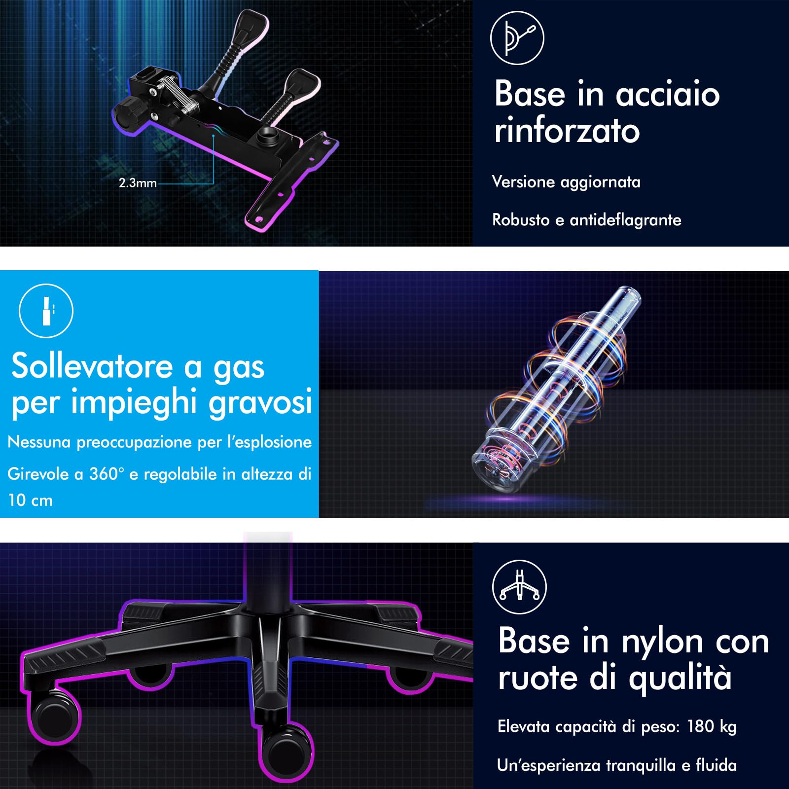 ALFORDSON Sedia Gaming Ergonomica Reclinabile con Cuscino Lombare e Cervicale,Sedia Gamer con Massaggio e Poggiapiedi Retrattile,Altezza Regolabile,Poltrona Ufficio Reclinabile 150°, Similpelle(Nera)