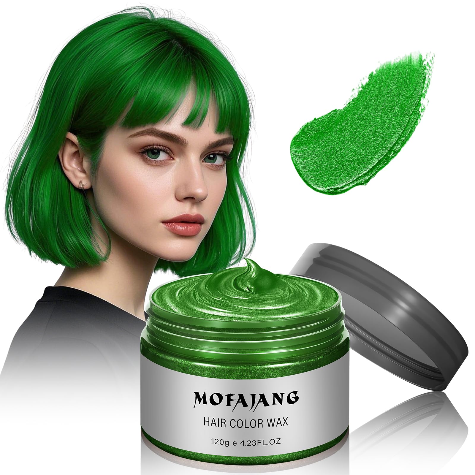 Green Hair Spray, Temporary Hair Color Wax, Natural Hair Wax Color Spray 4.23 Ounces, Kids Women Temporary Hair Dye Wax Styling Clay Pomades for Christmas Party,Role Playing,Cosplay,Halloween (Green)