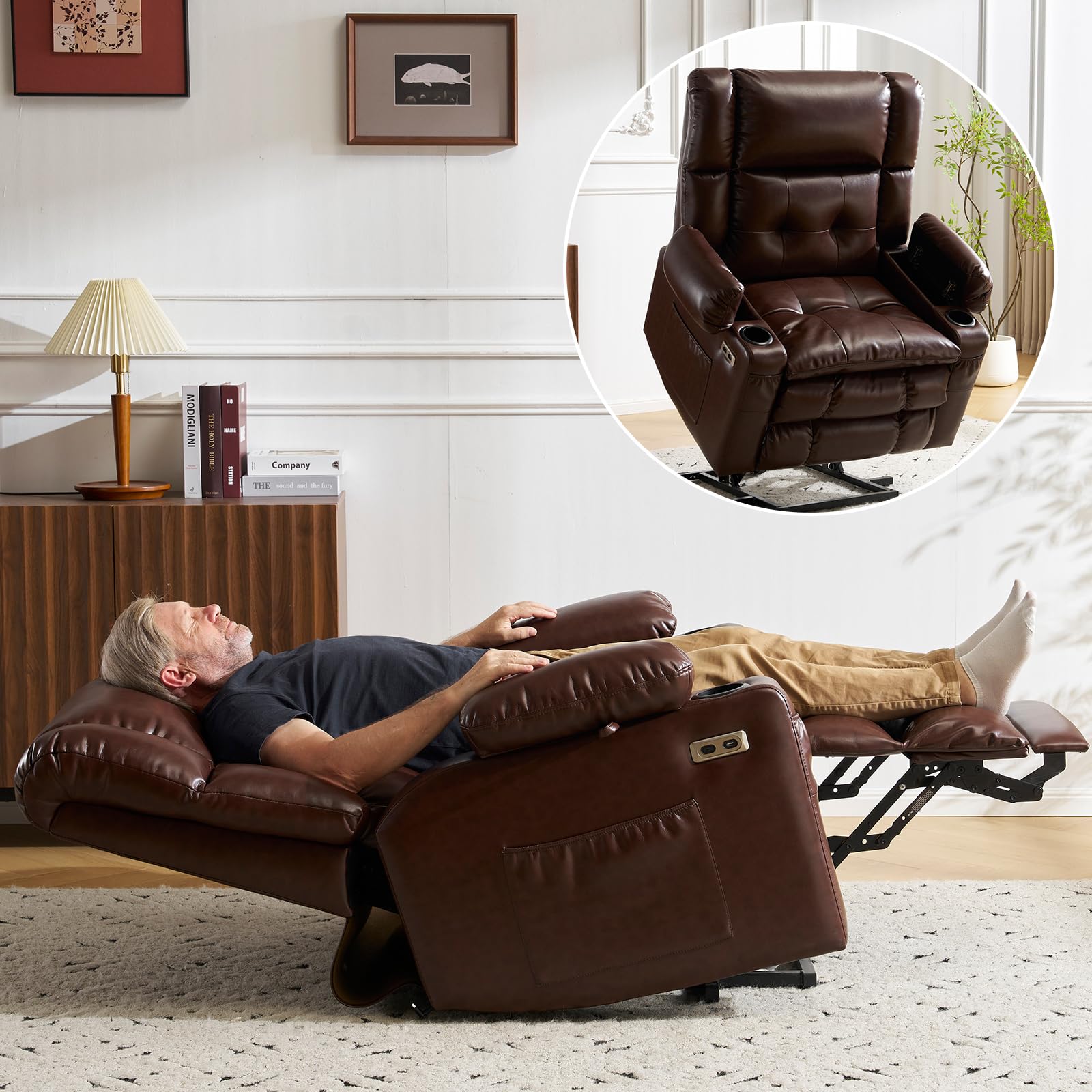 Rhevoy Oversized Dual Motor Power Lift Recliner
