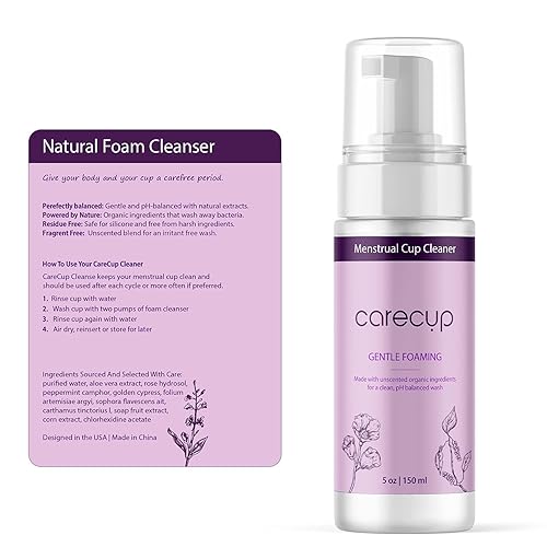 Miniatura 6 de Limpiador de vasos menstruales – Esterilizador espumoso sin perfume para discos de silicona – Toallitas limpias, ingredientes orgánicos, natural, pH