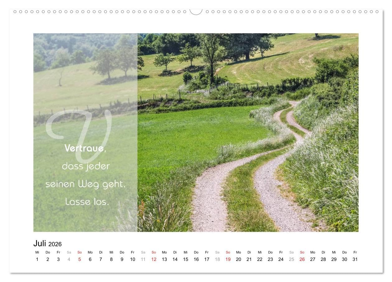 Kraft für Deine Seele (hochwertiger Premium Wandkalender 2026 DIN A2 quer), Kunstdruck in Hochglanz: "Inspiration ist die Sprache der Seele." Dieser ... in einem exklusiven Design. (CALVENDO Glaube)