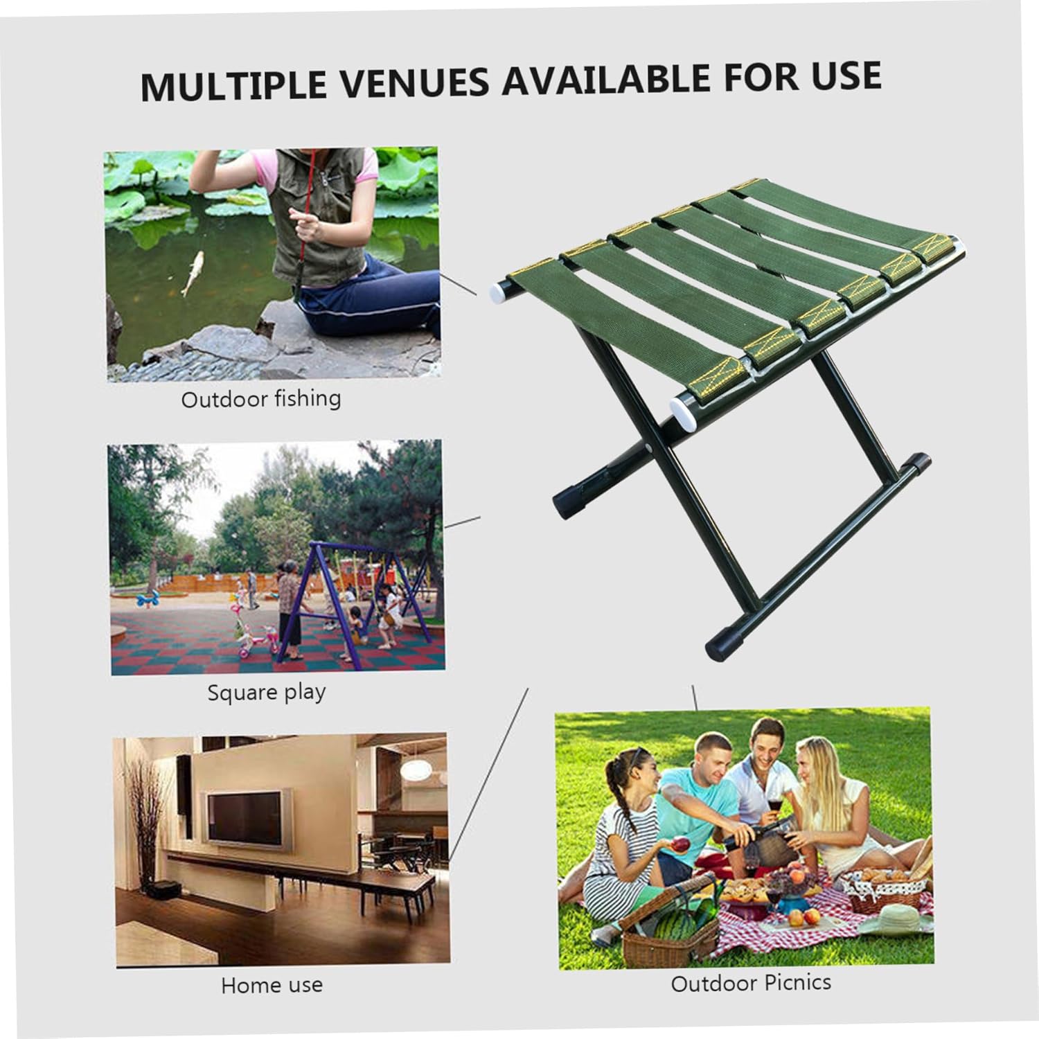 Camping Stool Portable Folding Stool 200kg Load Capacity Lightweight Steel Fold up Fishing Stool for Camping Fishing Picnic Travel and Hiking Camping Stool