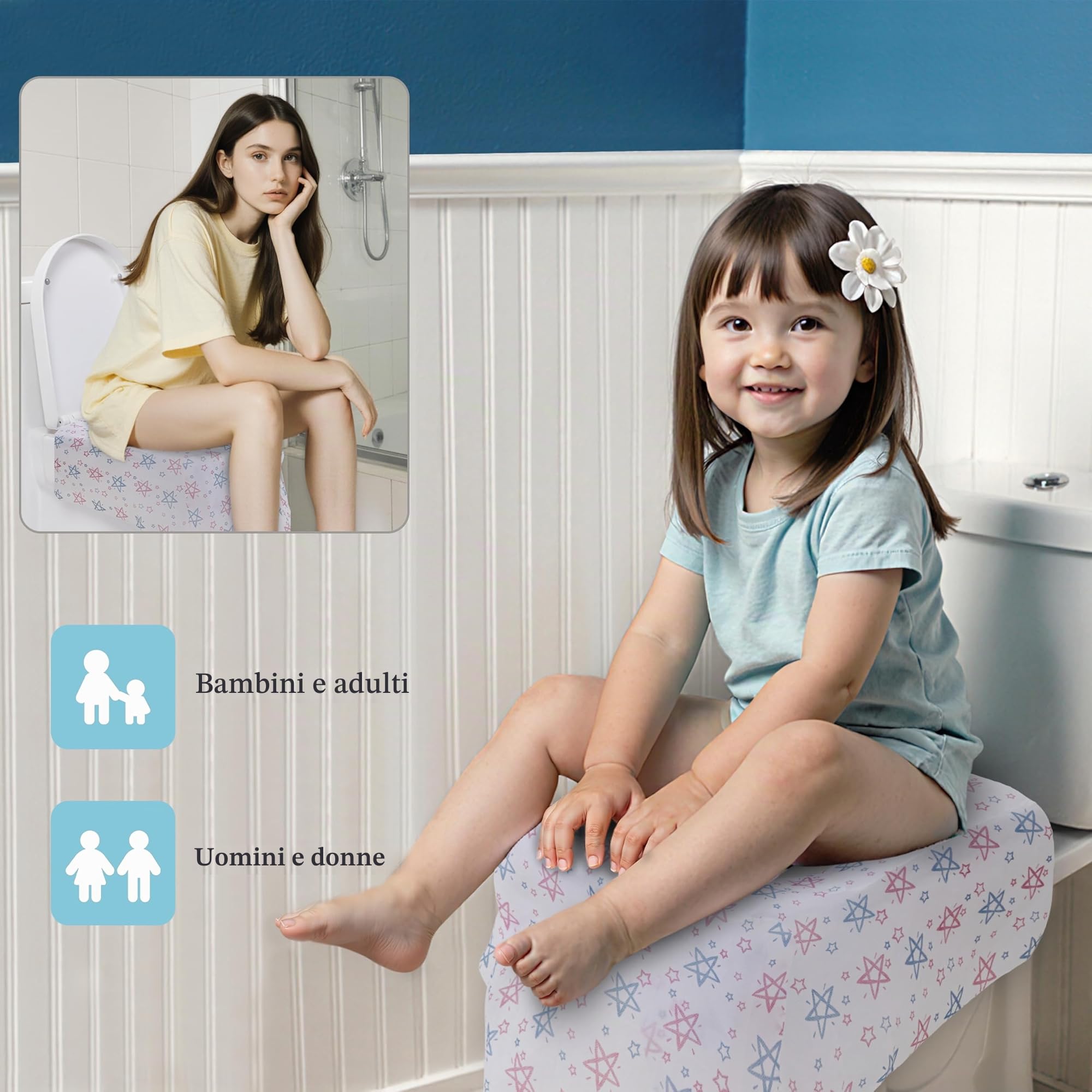 Copriwater Monouso Antibatterico 65x60 cm Impermeabile Portatile WC Cover 30 Pezzi