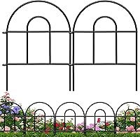 Qiaokaiyan Decorative Metal Garden Fence 21.67ft x 17in Black, 20-Pack Rustproof Panels - Classic Arch Animal Barrier & Border