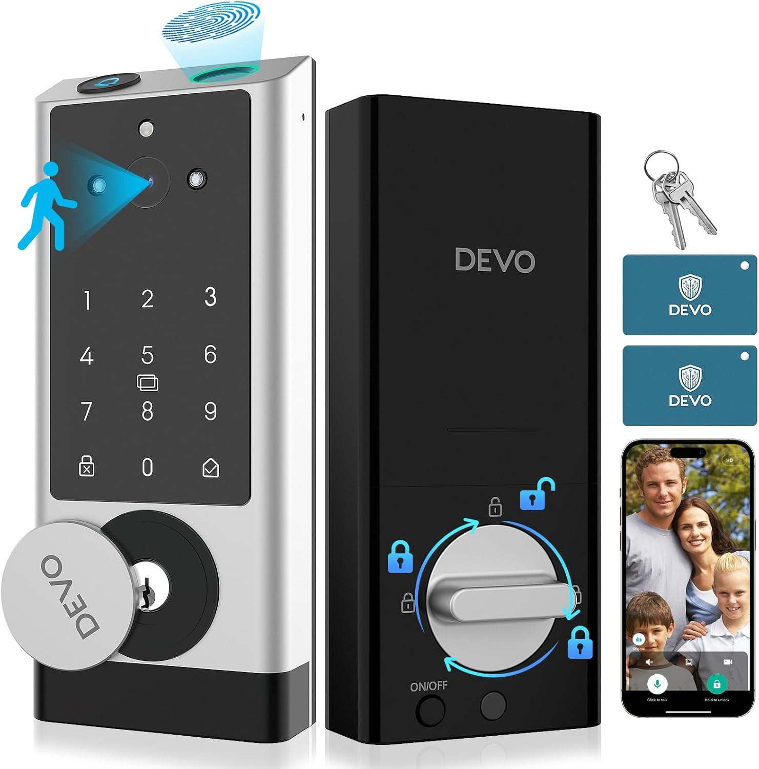 DEVO G1 Smart Lock with Camera & Doorbell, 6-in-1 Keyless Entry Door Lock with Fingerprint, App Remote, Auto Lock, Smart Built-in Wi-Fi Deadbolt for Front Door, Easy Installation, No Monthly Fee DEVO G1 Smart Lock with Camera & Doorbell, 6-in-1 Keyless Entry Door Lock with Fingerprint, App Remote, Auto Lock, Smart Built-in Wi-Fi Deadbolt for Front Door, Easy Installation, No Monthly Fee