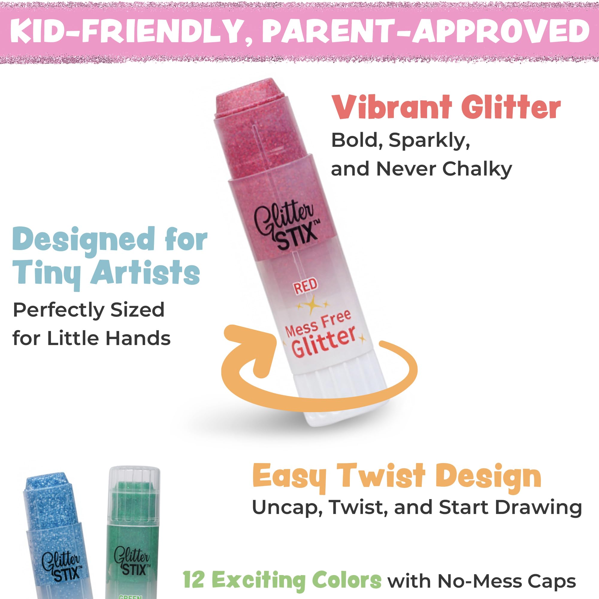 Mess-Free Glitter Sticks - 12 Colors! -8