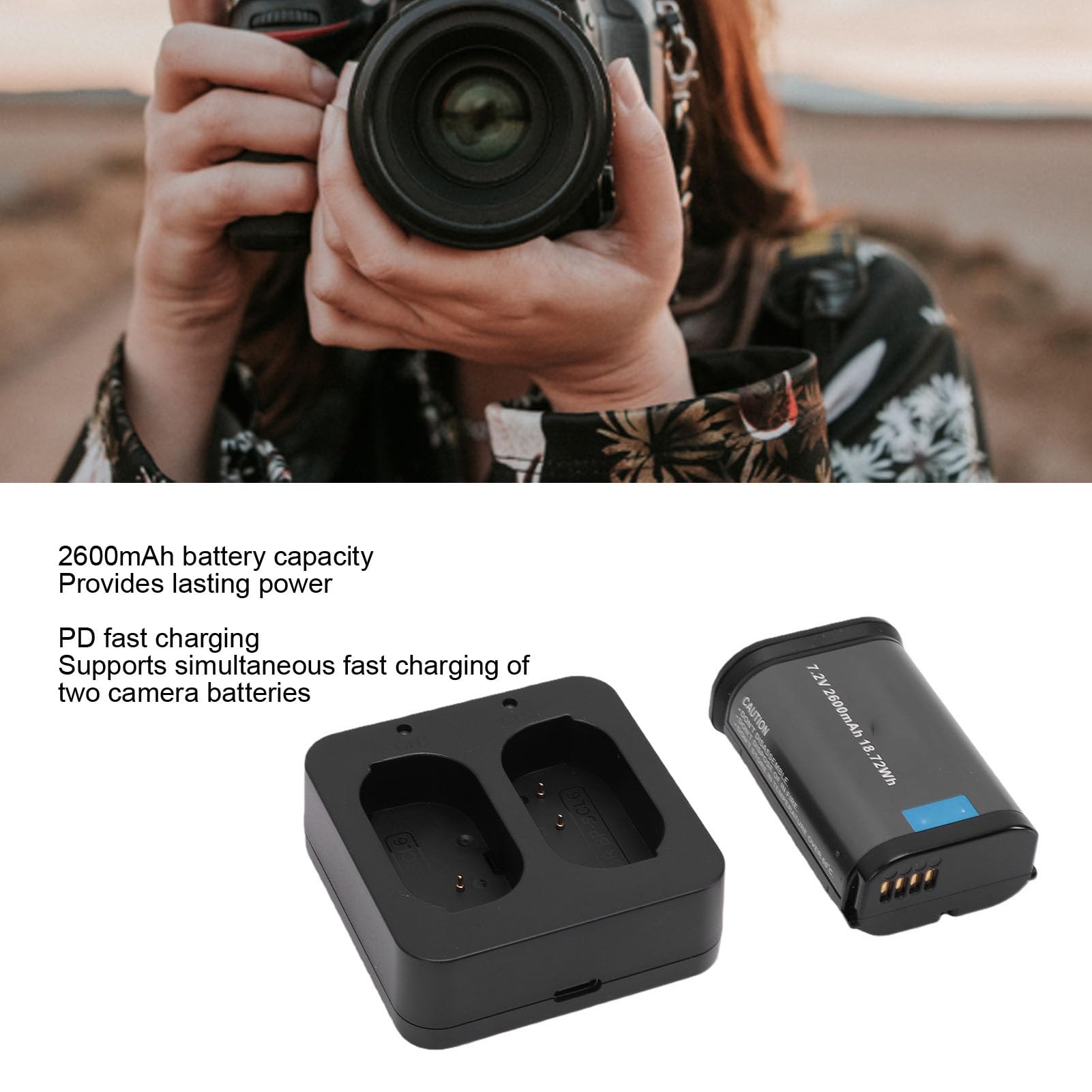 GOWENIC Zamiennik Akumulatora Aparatu i Podwójnej ładowarki USB do BP SCL6 BP SCL4, Akumulator 2600 MAh z Wejściem Szybkiego ładowania PD Typu C do Aparatów Cyfrowych