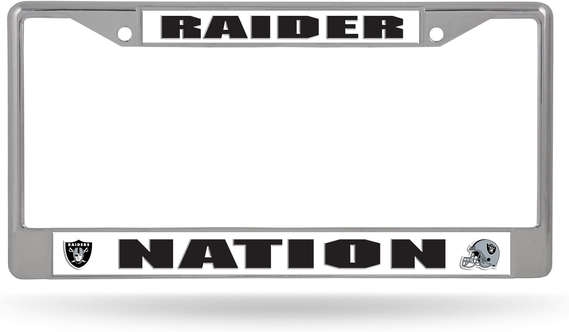 Rico Industries NFL Football Premium 12" x 6" Chrome Frame with Plastic Inserts - Car/Truck/SUV Automobile Accessory