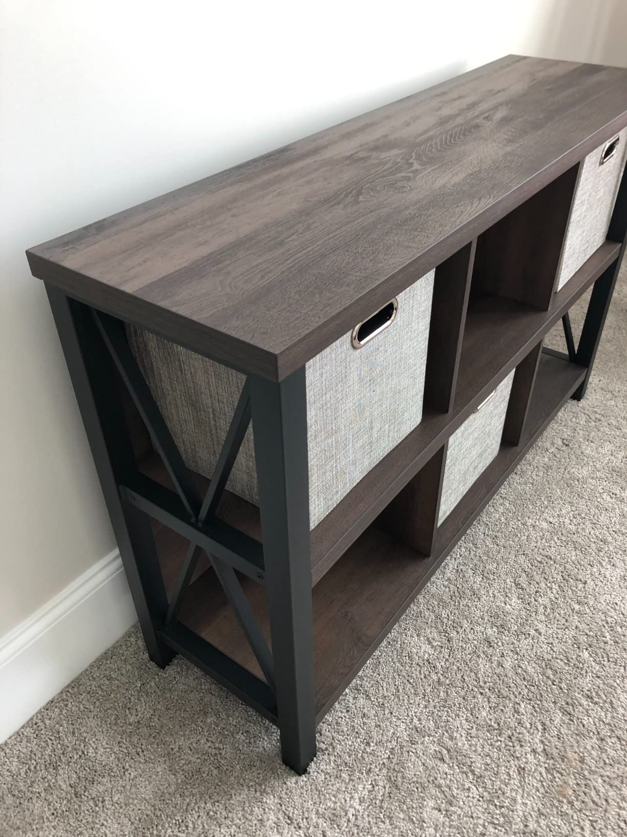 32/mo Finance FATORRI Rustic 6 Cube Storage Organizer with Shelf, Wood and Metal Cubby