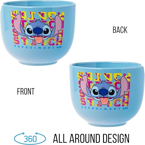 Miniatura 5 de Silver Buffalo Disney Lilo and Stitch Experiment 626 - Tazón de arroz de cerámica con palillos, apto para microondas, 20 onzas