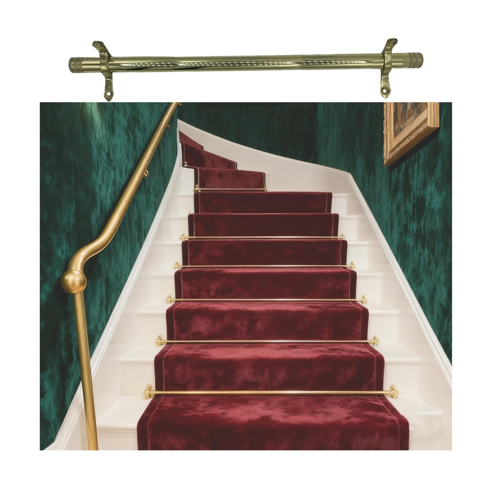 Glänzende Messing-Treppengeländer-Spindel, vertikaler Metallbaluster mit vorgebohrten Halterungen, klassisch, dekorativ, gebogen for den Innenbereich(11pcs,L105cm(41.33in))